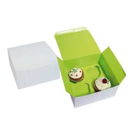 Cupcakebox  4er, für 4 Stück geeignet, 170x170x85mm, weiß/hellgrün, 100 Stück Artikelbild