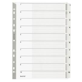 Leitz Register, Karton, 160 g/m², 1 - 10, A4, volle Höhe, 10 Blatt, grau Artikelbild
