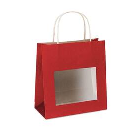 Tragetaschen mit Sichtfenster XS, Geschenktasche, 110x60x150mm, rot, 12 Stück Artikelbild