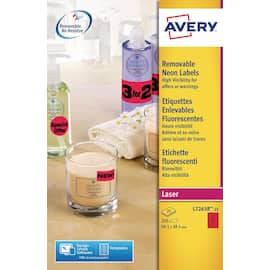 Avery Etikett avtagbar 99,1x38,1mm neonröd produktfoto