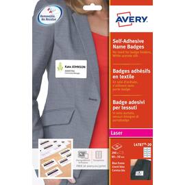 AVERY Zweckform Namensetiketten L4787-20, Acetatseide, weiß/blau, 120 g/m², 80x50 mm, 20 Blatt, 200 Stück Artikelbild