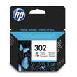 HP Bläckpatron 302 (F6U65AE), cyan, magenta, gult, singelpack, standardkapacitet produktfoto