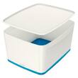 Leitz Aufbewahrungsbox MyBox® WOW, groß, mit Deckel, Kunststoff, 18 Liter, 385x318x198mm, Weiß/Blau, 1 Stück Artikelbild