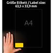 Avery Inkjet-, Laser- und Kopieretiketten L6035-20, 63,5 x 33,9 mm, A4, Gelb, 20 Blatt, 480 Etiketten Artikelbild Secondary2 S