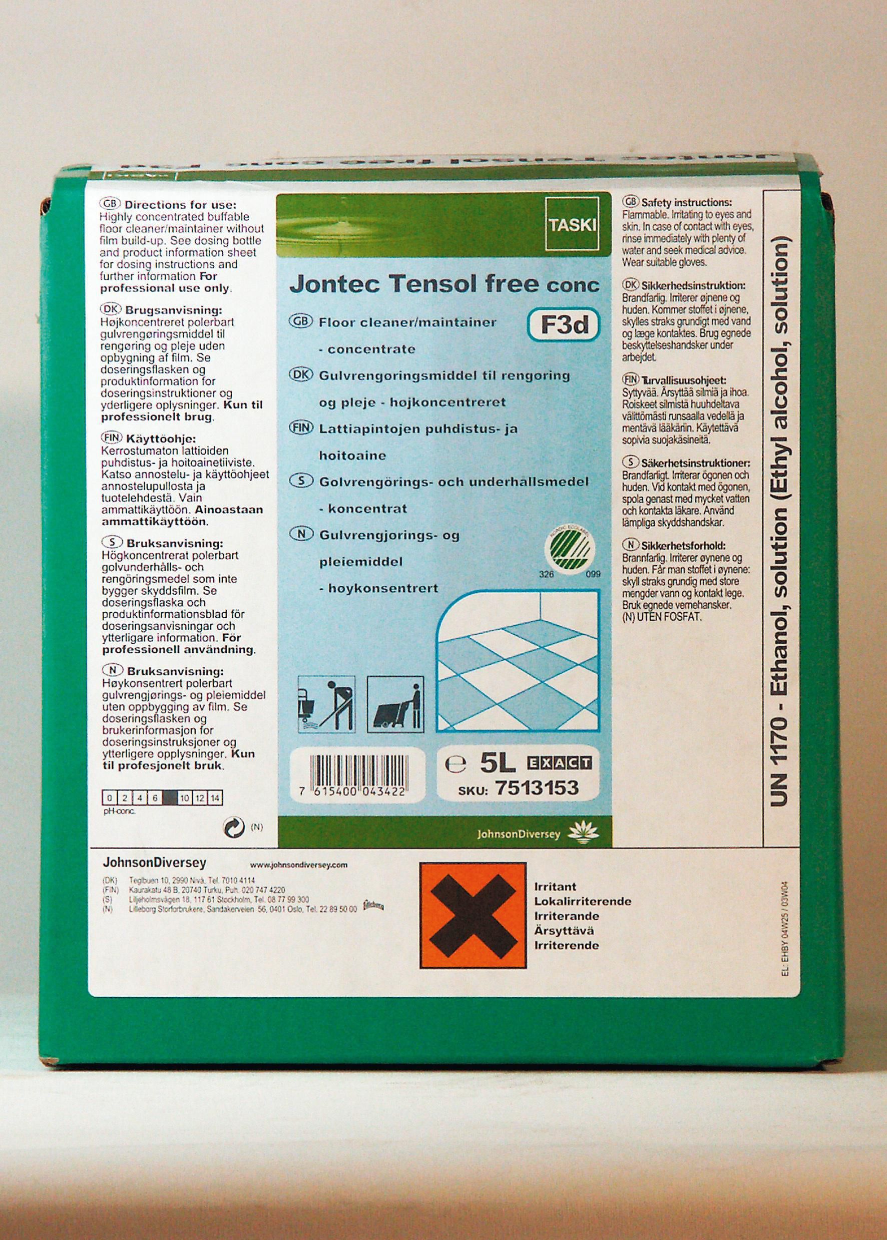 Taski Golvunderhåll JONTEC Tensol Free SD konc 5l produktfoto