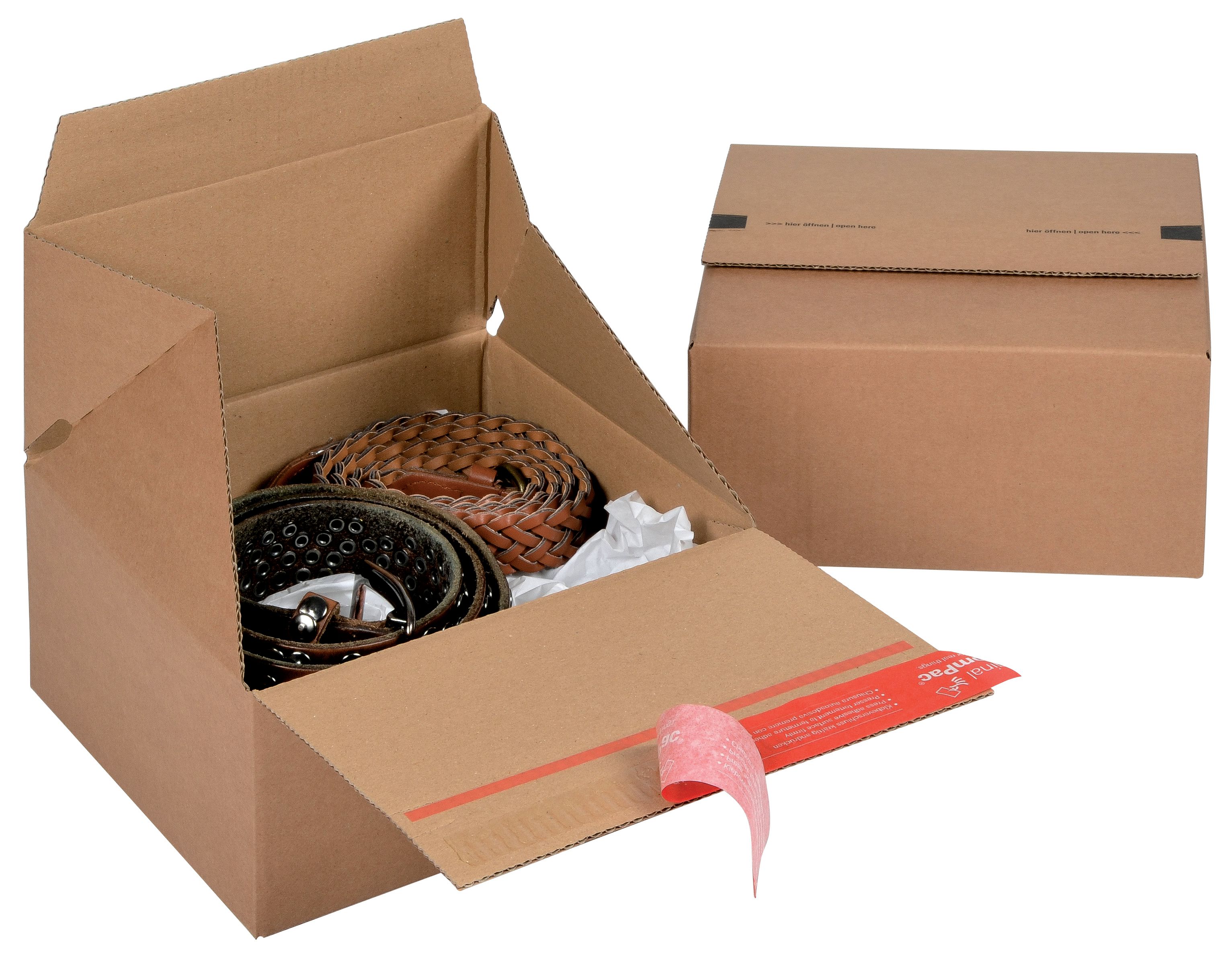 ColomPac Eurobox S mit Haftklebeverschluss und Aufreißfaden, Versandkarton, Versandverpackung, 194x194x87mm, Braun, 20 Stück pro Packung, 5 Packungen Artikelbild