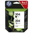 HP Original Tinte HP 304, Tintenpatrone, Druckerpatrone, Doppelpack, Schwarz + 3-Farbig, 1 Stück Artikelbild