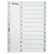 Lyreco Ordnerregister A4, 1-12, Register, PP, 0,12 mm, 11fach Lochung, grau, 12 Blatt pro Packung, 1 Packung Artikelbild