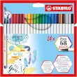 STABILO Pen 68 brush Premium-Filzstift mit Pinselspitze, im 24er-Kartonetui mit 19 verschiedenen Farben, 1 Packung Artikelbild
